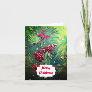 Joyeux Noël Retro Arbre de Noël Carte de voeux