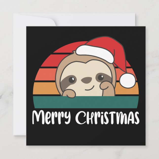 Joyeux Noël Rétro Paresseux Invitation de Noël (Devant)