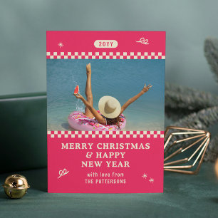 Joyeux Noël Retro rose photo personnalisée