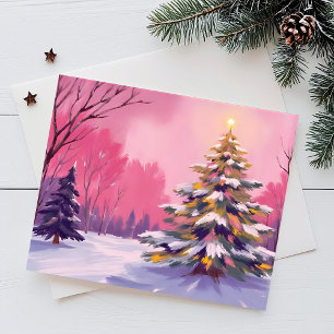 Joyeux Noël rose   Carte de vœux de vacances à l'a