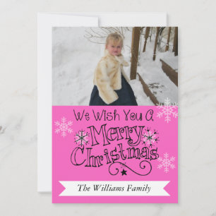 Joyeux Noël rose Joyeux Carte de vacances photo