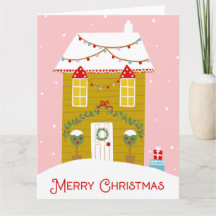 Joyeux Noël rose pain d'épices Carte de la maison