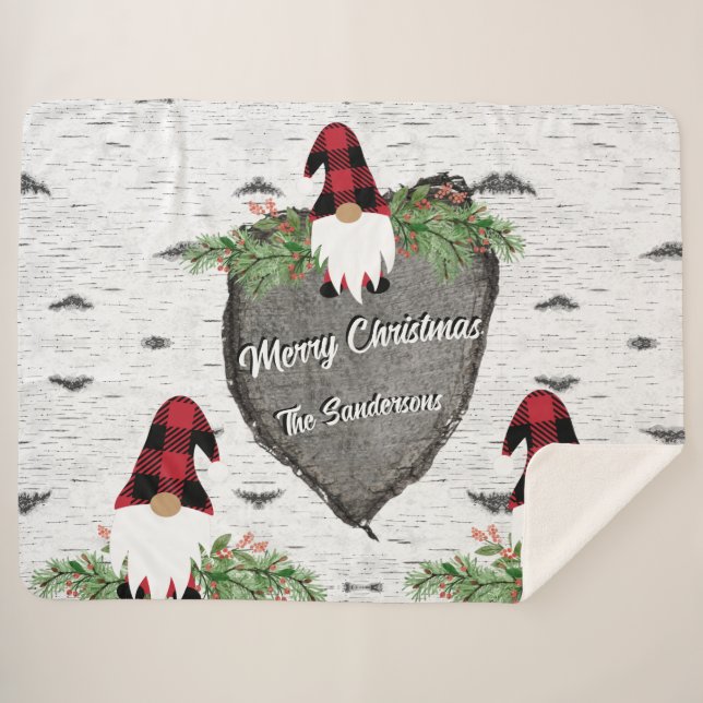 Joyeux Noël Rouge Buffalo Plaid Gnomes (Devant (Horizontal))