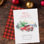 Joyeux Noël Rouge Camion Buffalo Carte de famille<br><div class="desc">Quelle meilleure façon de faire savoir à vos amis et à votre famille que de leur souhaiter un très joyeux Noël avec ce camion rouge classique dans la neige avec un sapin de Noël sur le dos pour mettre l'ambiance pour ce qui va se passer. Modifiez facilement le texte de...</div>