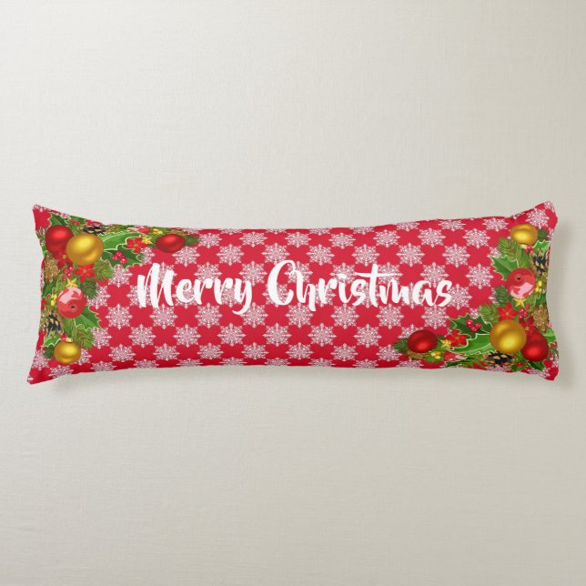 Joyeux Noël rouge et blanc Long Coussin confortabl (Devant)
