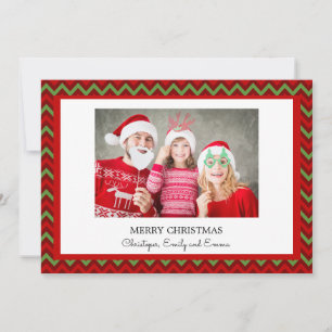 Joyeux Noël rouge et vert Carte photo Chevron