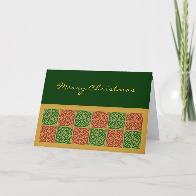 Joyeux Noël Rouge Green Cartes personnalisées (Devant)