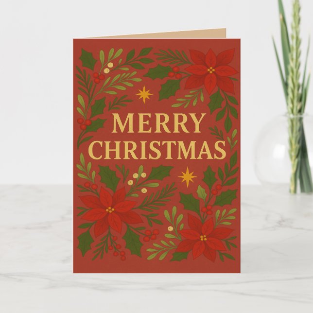 Joyeux Noël rouge thème carte de voeux (Devant)