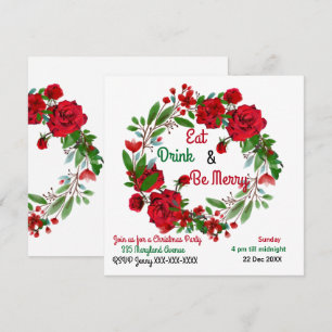 Joyeux Noël Russe Rose Watercolor Wreath