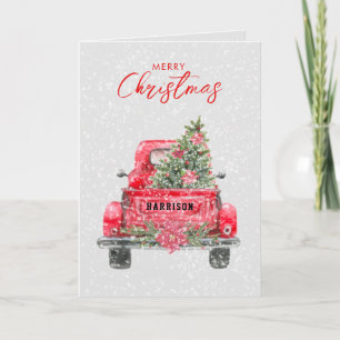 Joyeux Noël Rustique Camion Rouge Carte de vacance