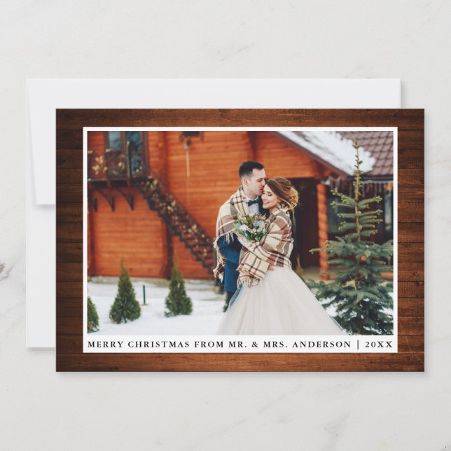 Joyeux Noël Rustique Mariage Carte photo (Devant)