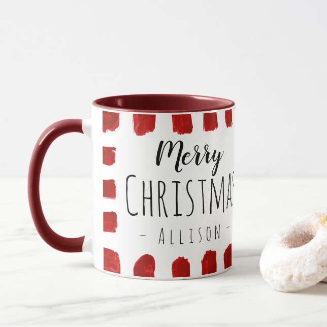 Joyeux Noël rustique Nom personnalisé Mug (Avec donut)