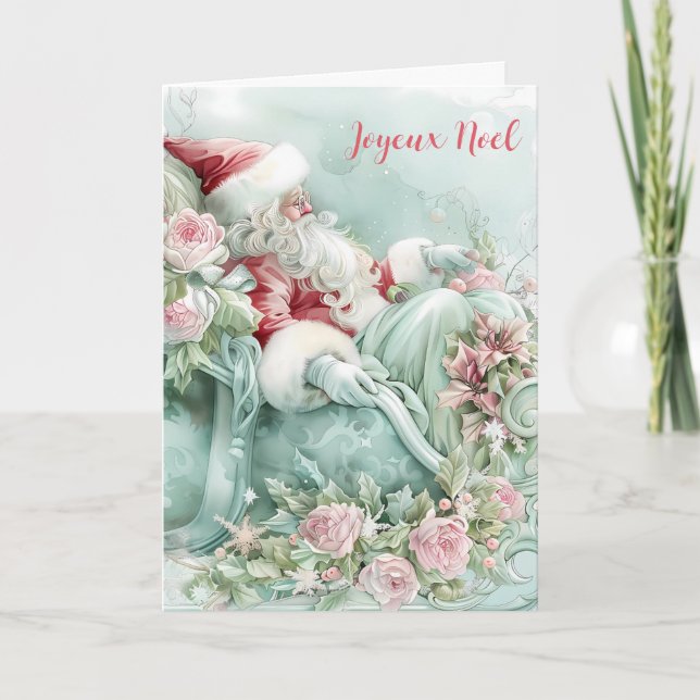 Joyeux Noël Santa Sleigh Carte Pliée (Devant)