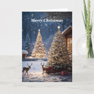 Joyeux Noël Scène de neige Carte de vacances pliée