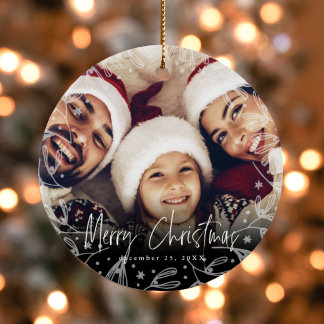 Joyeux Noël Script Copie photo Ornement en céramiq