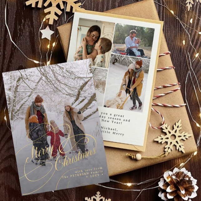 Joyeux Noël script photo collage carte de vacances (Créateur téléchargé)