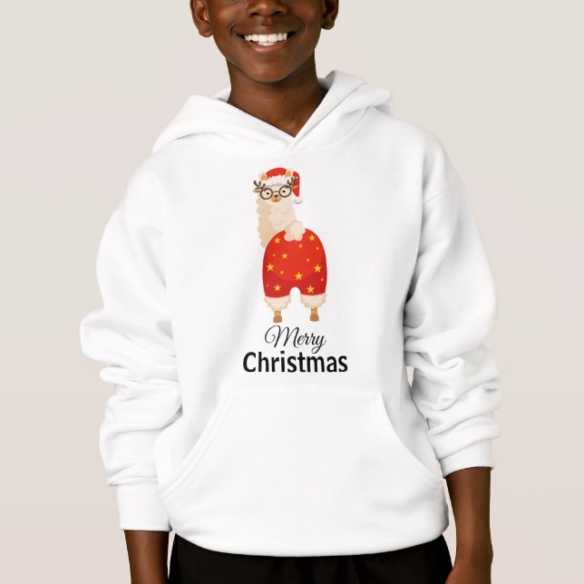 Joyeux Noël Simple Lama Santa Dessin Animé Mignon (Devant)