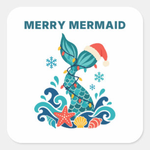 Joyeux Noël Sirène Autocollant de Queue de Sirène