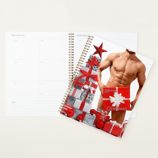 Joyeux Noël SlipperyJoe rouge blanc argent cadeau (Devant avec enveloppe)