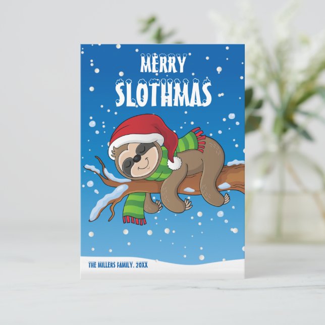 Joyeux Noël, Sloth Christmas Card, (Debout devant)