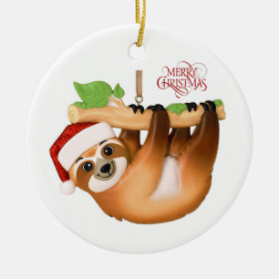 Joyeux Noël Sloth Ornement en céramique