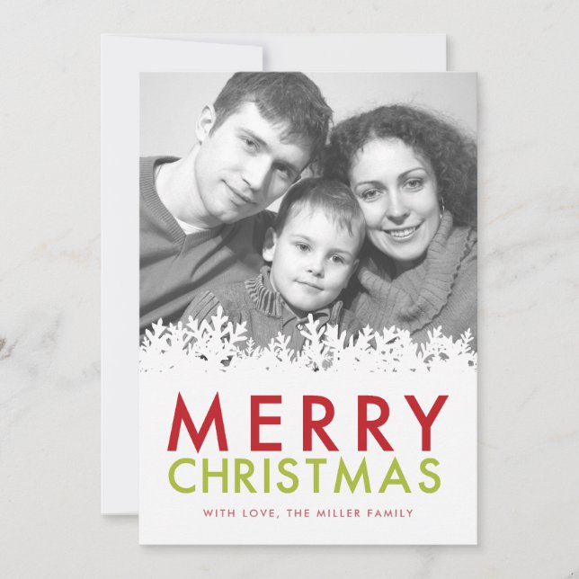 Joyeux Noël Snowflake Photo Carte de Noël (Devant)