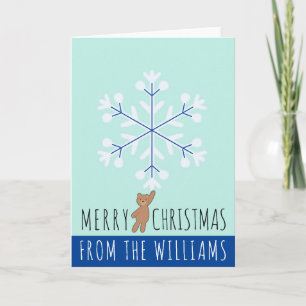 Joyeux Noël Snowflake Teddy Bear Carte Nom