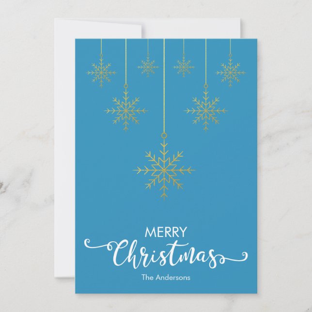 Joyeux Noël Snowflakes Carte de Noël bleue (Devant)