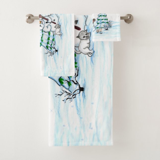 Joyeux Noël ! Snowman avec chat et chiot (En situation)