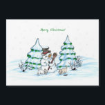 Joyeux Noël ! Snowman avec chat et chiot<br><div class="desc">Joyeux Noël ! Snowman avec chat et chiot - petit chien ~~~ dessin au crayon de couleur par Krisi ArtKSZP ~~~ Catégorie du magasin >>> Joyeux Noël pour enfants >>>> Snowman avec chat et chiot</div>