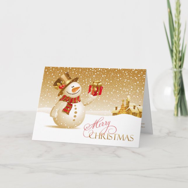 Joyeux Noël Snowman Carte de voeux pliée (Devant)
