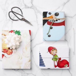 Joyeux Noël Snowman enveloppant feuilles de papier