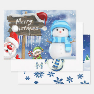 Joyeux Noël Snowman enveloppant feuilles de papier