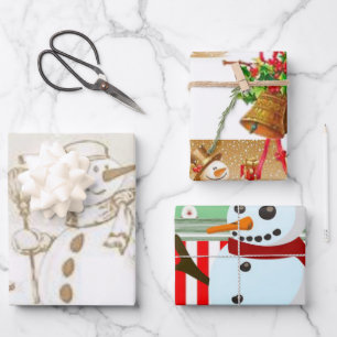 Joyeux Noël Snowman enveloppant feuilles de papier