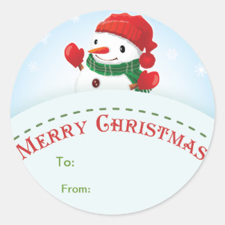 Joyeux Noël Snowman étiquette cadeau Sticker