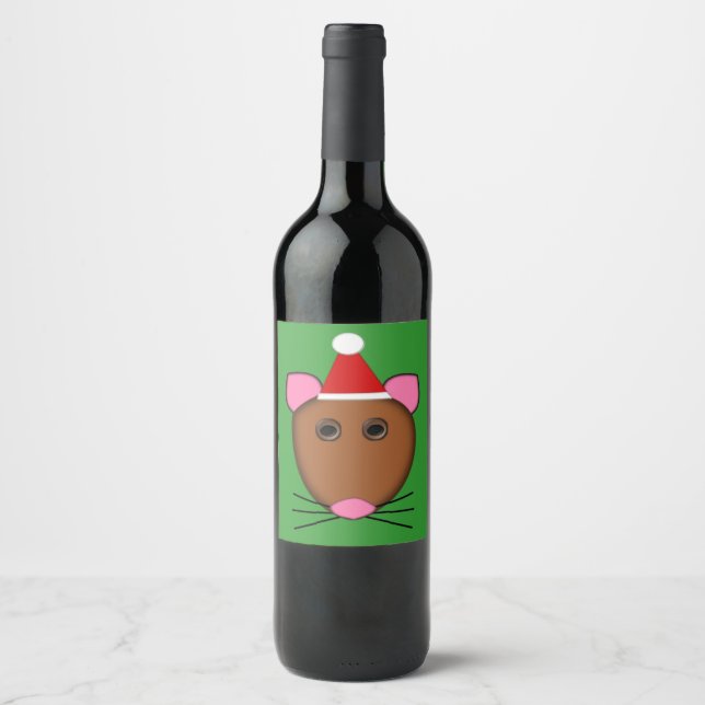 Joyeux Noël Souris Vin Bottes Étiquettes (Devant)
