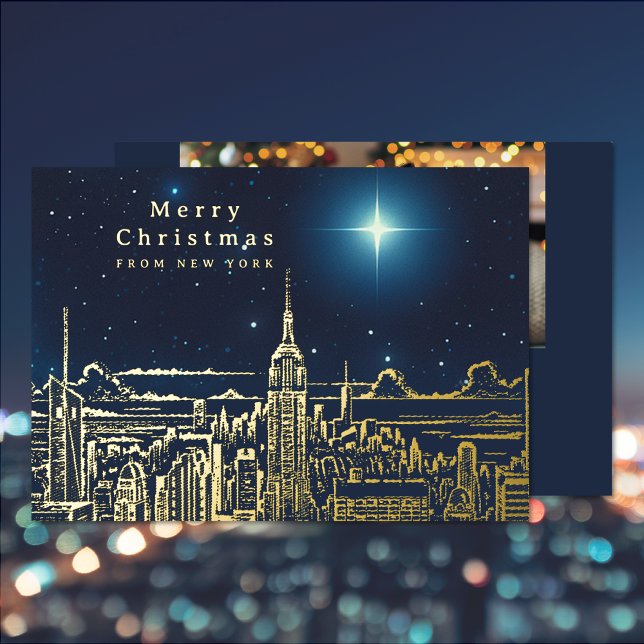 Joyeux Noël Star Photo Foil Carte de vacances (Merry Christmas Star Photo Foil Holiday Card (front and back))