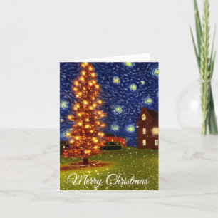 Joyeux Noël Starry Night Carte de vacances