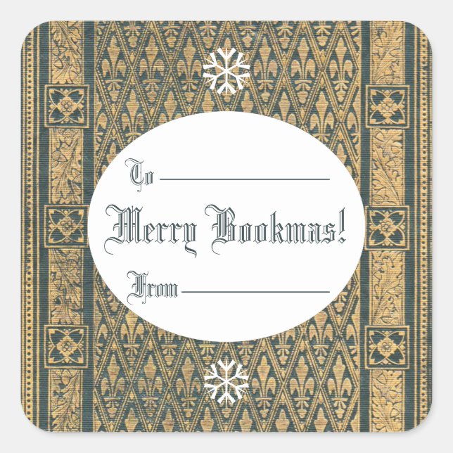 Joyeux Noël ! Sticker Carré de livres de Noël (Devant)