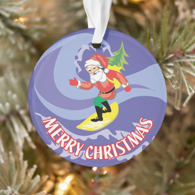 Joyeux Noël Surfboard Père Noël (Arbre)