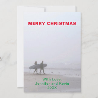 Joyeux Noël Surfing Couple Photo Carte de vacances