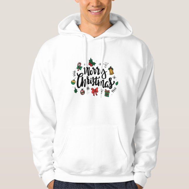 Joyeux Noël Sweat à Capuche Blanc (Devant)