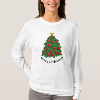 Joyeux Noël, T-shirt blanc, arbre de Noël