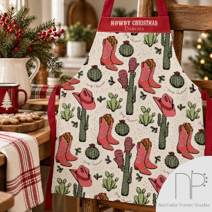 Joyeux Noël tablier rose et rouge Howdy