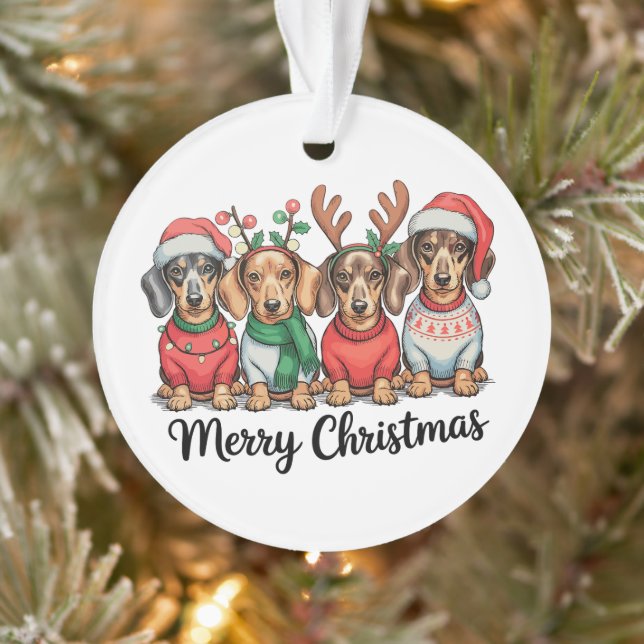 Joyeux Noël Teckel Chien Mignon Chiot Amoureux des (Arbre)