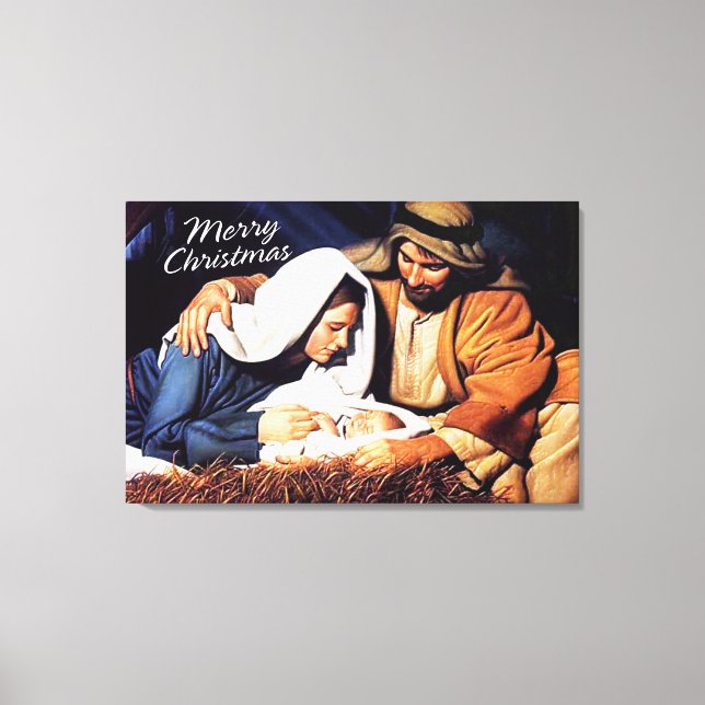 Joyeux Noël Toile Emballée Impression de la Nativi (Recto)
