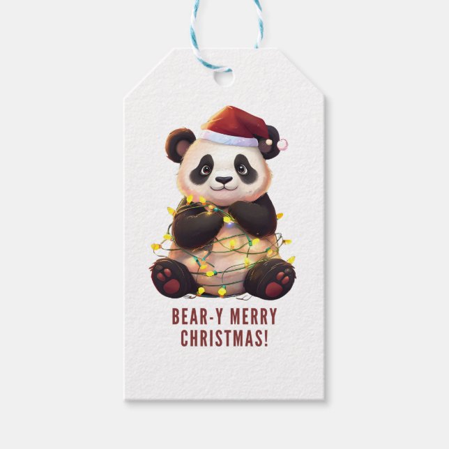 Joyeux Noël tout en ours ! Étiquette de cadeau Pan (Devant)