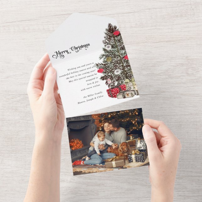 Joyeux Noël traditionnel arbre plié Carte photo (Déchirure)