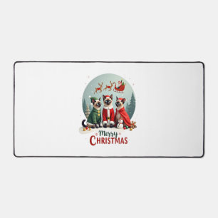 Joyeux Noël Trois Santa Elfe Renne Siamois C