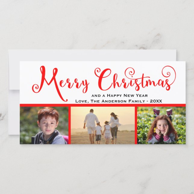 Joyeux Noël Trois Script photo - Carte photo (Devant)